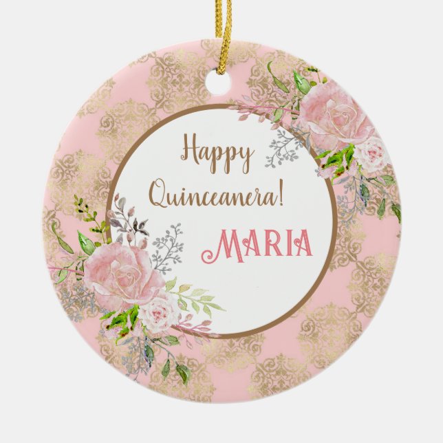 Rose Blush Quinceanera Ornament (Front)