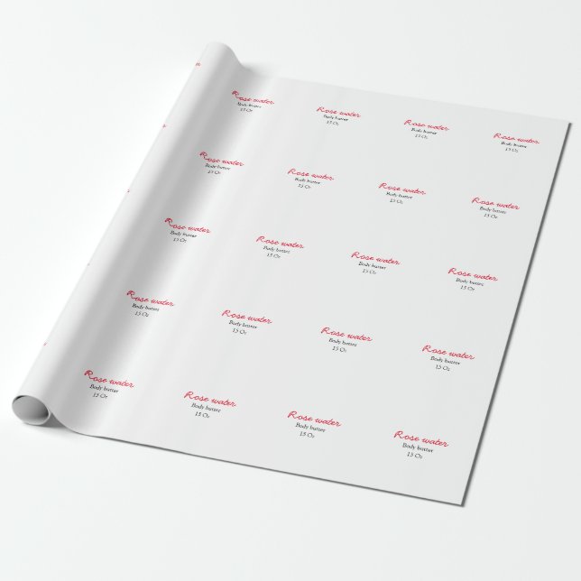 Rose body butter add your text name custom weight  wrapping paper (Unrolled)