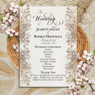 Rose Border on Cream - Wedding Program