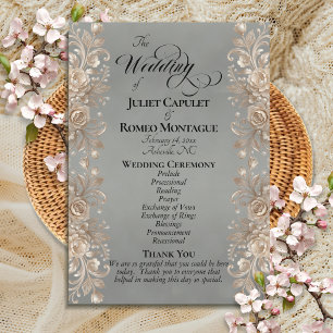 Rose Border on Sage - Wedding Program