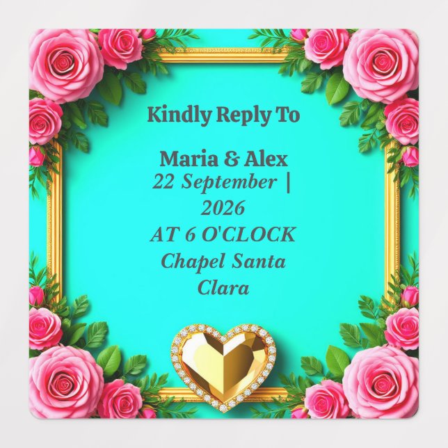 🌸 Rose Border Wedding With Turquoise Colours 🌸 (Design 1)