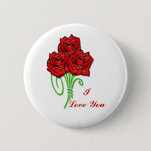 Rose bouquet 6 cm round badge