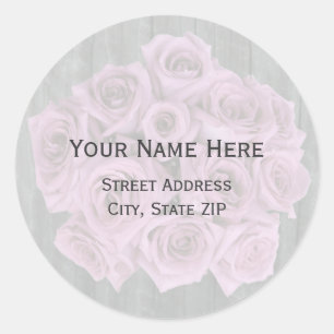 Rose Bouquet and Barnwood Address Label