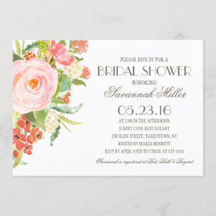 Rose Bouquet   Bridal Shower Invitation
