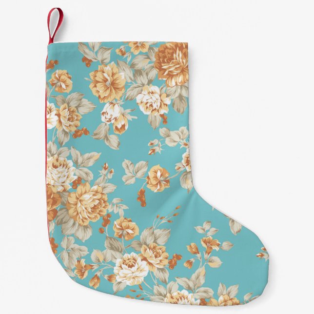 Rose bouquet design Seamless pattern with White ba Small Christmas Stocking (Front)