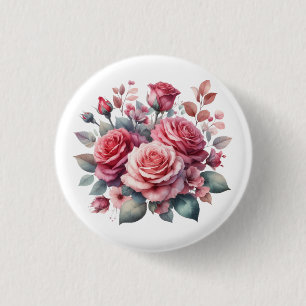 Rose Bouquet Floral Design-62101 3 Cm Round Badge