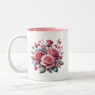 Rose Bouquet Floral Design-62101 Two-Tone Coffee Mug