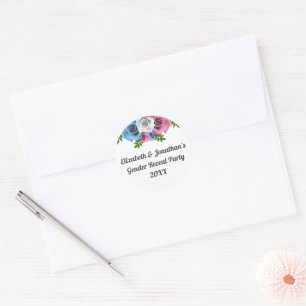 Rose Bouquet Gender Reveal Classic Round Sticker