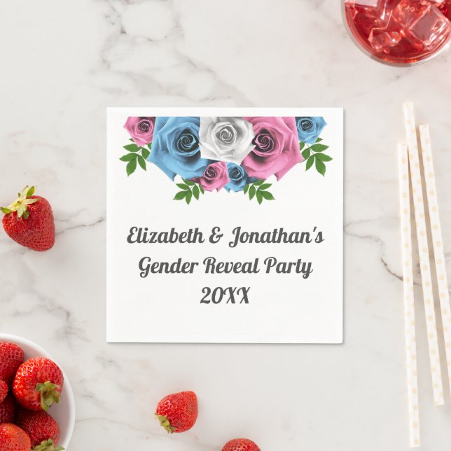 Rose Bouquet Gender Reveal Napkin (Insitu)