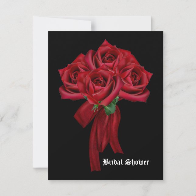 Rose Bouquet Gothic Bridal Shower Invitation (Front)