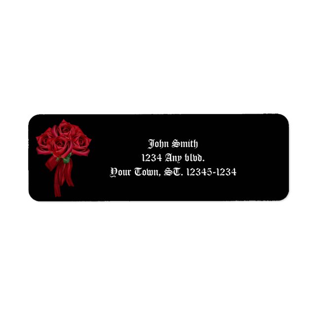 Rose Bouquet Gothic Wedding Return Address Label (Front)