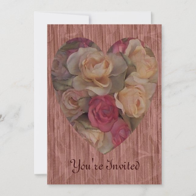 Rose Bouquet Heart Invitation (Front)