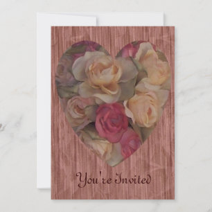 Rose Bouquet Heart Invitation
