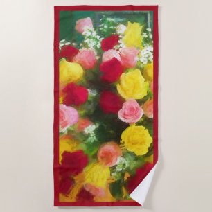 Rose Bouquet Painting - Cute Original Flower Art Beach Towel