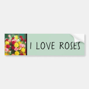 Rose Bouquet Painting - Cute Original Flower Art Bumper Sticker