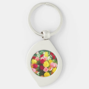 Rose Bouquet Painting - Cute Original Flower Art Key Ring