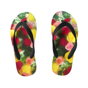 Rose Bouquet Painting - Cute Original Flower Art Kid's Thongs