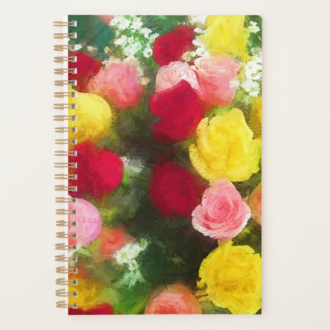 Rose Bouquet Painting - Cute Original Flower Art Planner (Front)