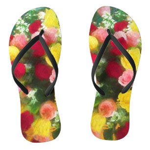 Rose Bouquet Painting - Cute Original Flower Art Thongs