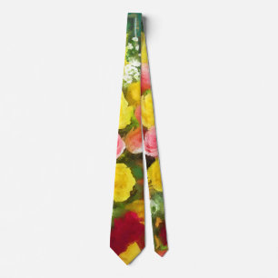 Rose Bouquet Painting - Cute Original Flower Art Tie