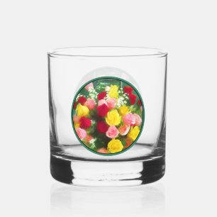 Rose Bouquet Painting - Cute Original Flower Art Whiskey Glass