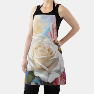 Rose Bouquet Painting Design Apron