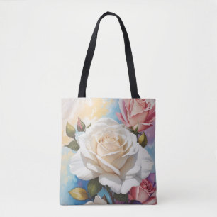 Rose Bouquet Painting Design Tote Bag