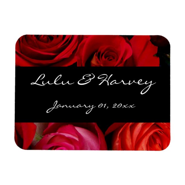Rose Bouquet Personal Wedding Magnet (Horizontal)