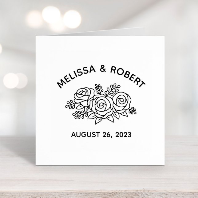 Rose Bouquet Save the Date Wedding Rubber Stamp (Creator Uploaded)