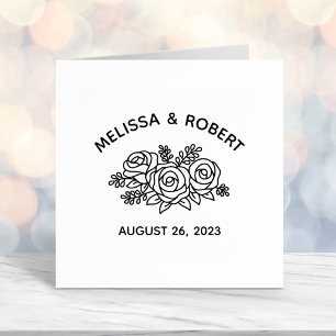 Rose Bouquet Save the Date Wedding Self-inking Stamp