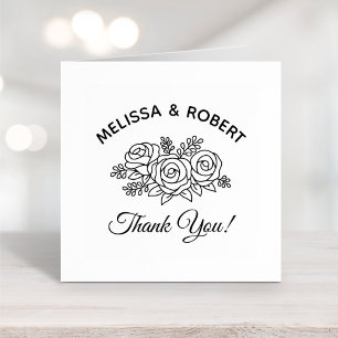 Rose Bouquet Wedding Thank You Rubber Stamp