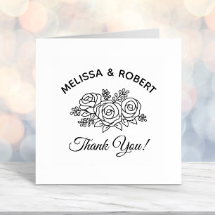 Rose Bouquet Wedding Thank You Self-inking Stamp
