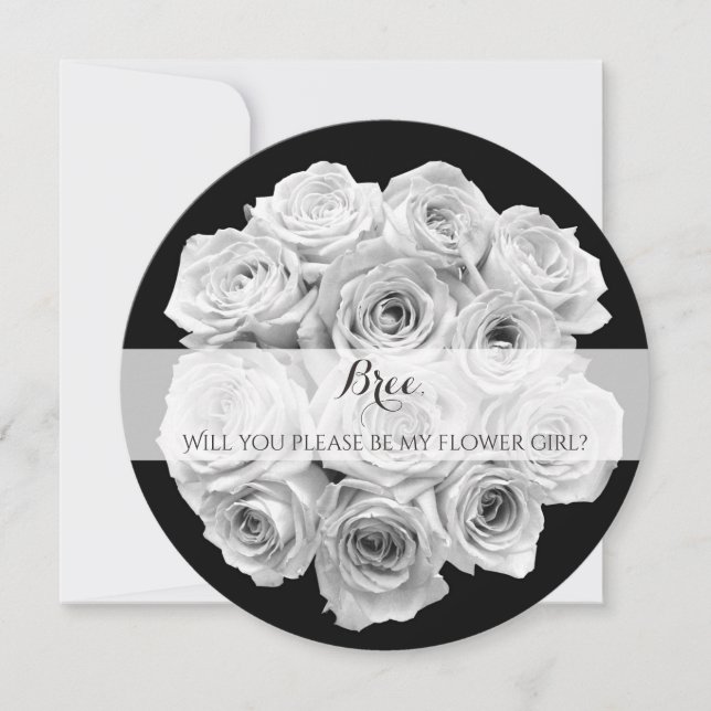 Rose Bouquet Will You Be My Flower Girl Poem Invitation (Front)