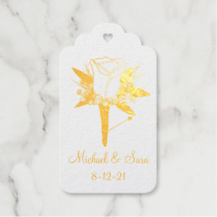 Rose Boutonniere Wedding Party Groomsmen Gift Tags