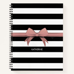 Rose Bow and Stripes Notebook