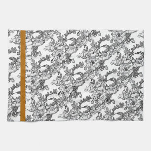 Rose Branch Grey Scale Personallzed Tea Towel