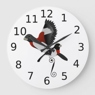 Rose Breasted Grosbeak Cardinal Bird Large Clock