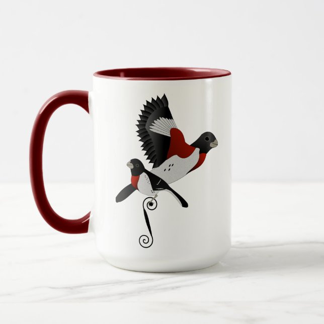 Rose Breasted Grosbeak Cardinal Bird Mug (Left)
