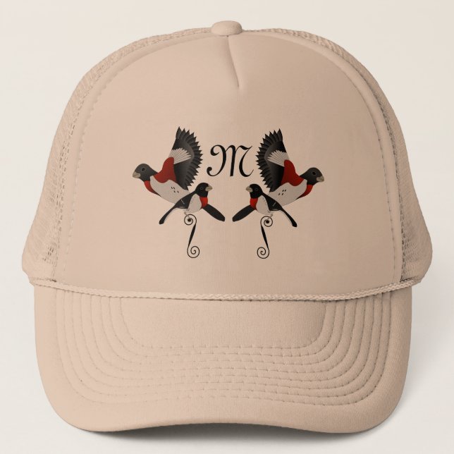 Rose Breasted Grosbeak Cardinal Bird Trucker Hat (Front)