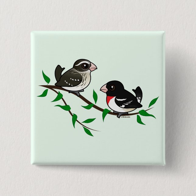 Rose-breasted Grosbeak Couple 15 Cm Square Badge (Front)