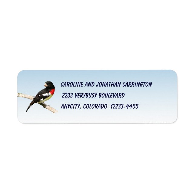 Rose-breasted Grosbeak Return Address Label (Front)