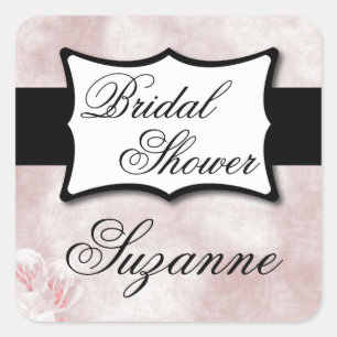 Rose Bridal Shower Square Sticker