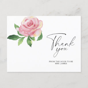 Rose - bridal shower thank you card