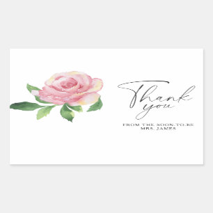 Rose - bridal shower thank you rectangular sticker