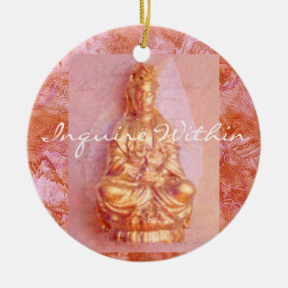 Rose-Bronze Kwan Yin Ceramic Tree Decoration