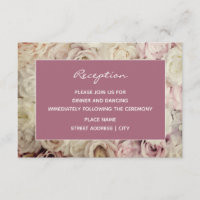 Rose Brown Mulberry Pink Wedding Reception Cards