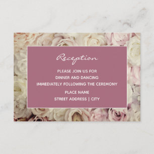 Rose Brown Mulberry Pink Wedding Reception Cards