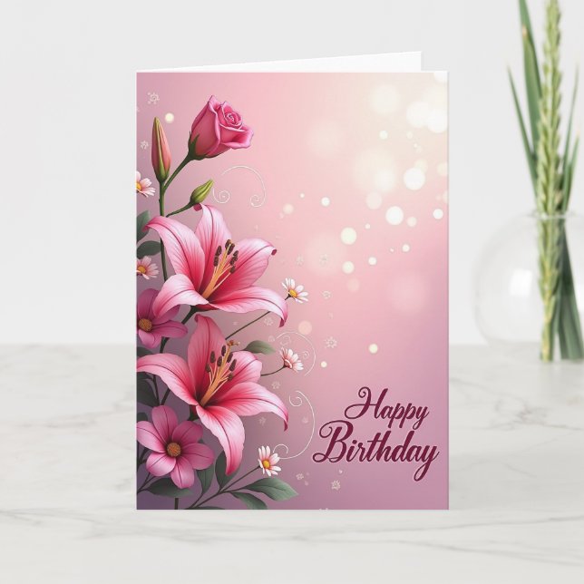 Rose Bud Birthday Card (Front)