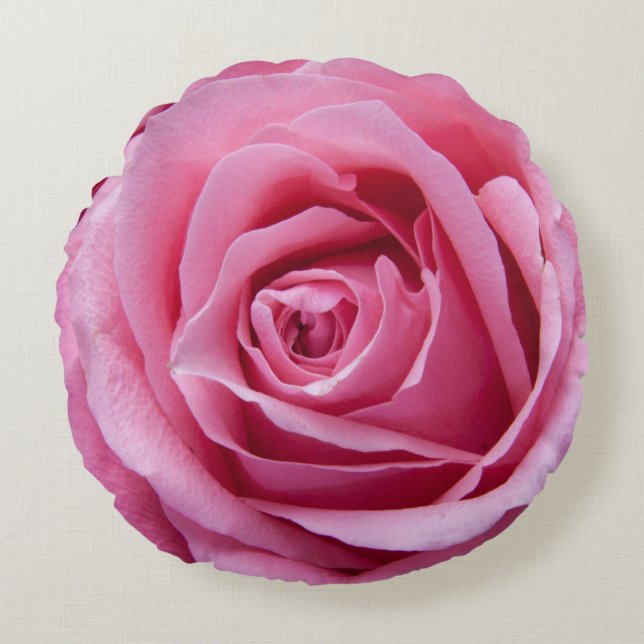Rose bud, dark pink rose, floral round cushion (Front)