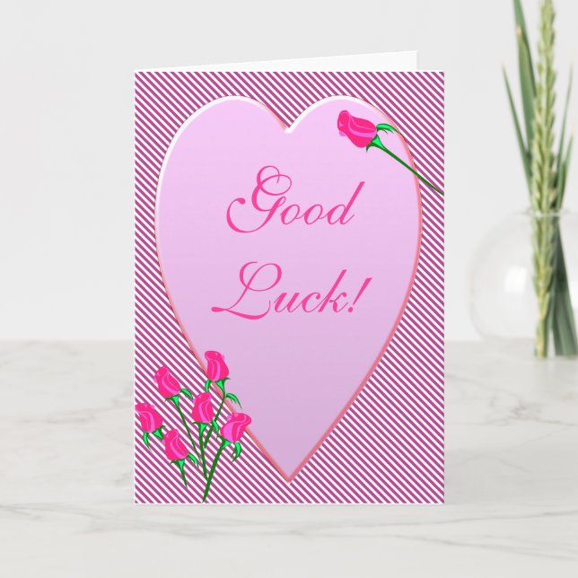 Rose Bud Heart Good Luck Card (Front)